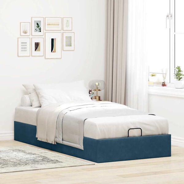 vidaXL Cadre de lit ottoman sans matelas bleu fonc&eacute; 80x200 cm velours