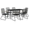 vidaXL Ensemble à manger de jardin 7 pcs Noir Rotin PVC