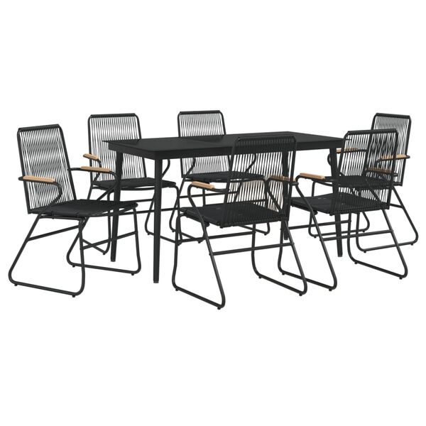 vidaXL Ensemble à manger de jardin 7 pcs Noir Rotin PVC