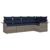 vidaXL Ensemble de canap&eacute; de jardin avec coussin 5 pcs Gris polyrotin
