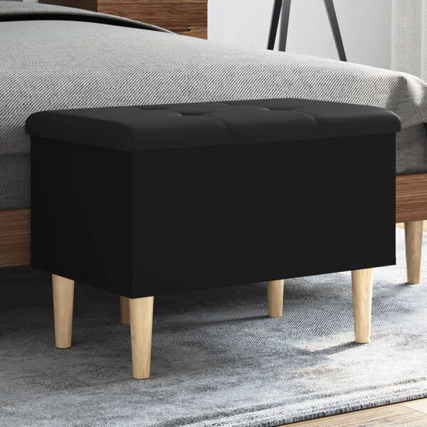 vidaXL Banc de rangement noir 62x42x46 cm bois d'ingénierie