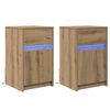 vidaXL Armoire de chevet LED 2 pcs ch&ecirc;ne artisanal 38 x 34 x 61 cm