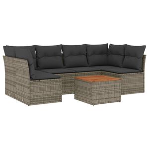 vidaXL Salon de jardin avec coussins 7 pcs gris r&eacute;sine tress&eacute;e