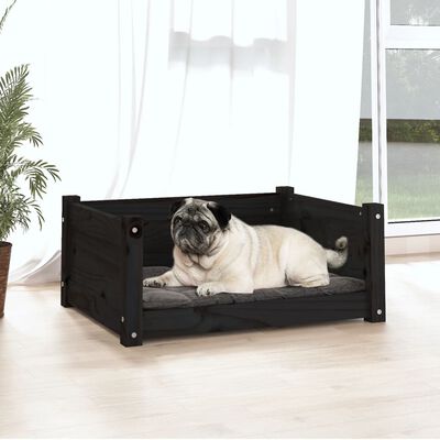 vidaXL Lit pour chien Noir 65,5x50,5x28 cm Bois de pin solide