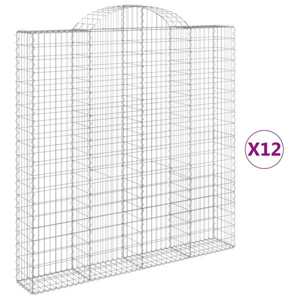 vidaXL Paniers &agrave; gabions arqu&eacute;s 12 pcs 200x30x200/220 cm fer galvanis&eacute;