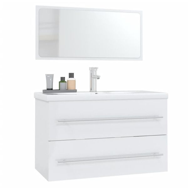 vidaXL Ensemble de meubles de salle de bain 3 pcs Blanc brillant