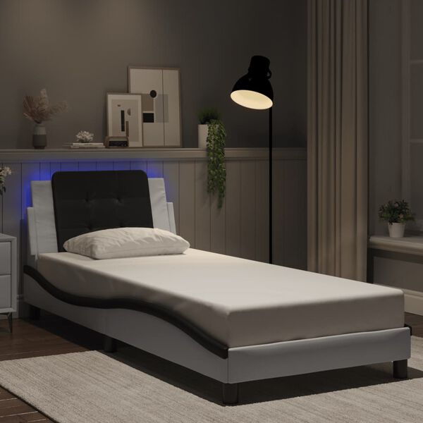 vidaXL Cadre de lit avec LED sans matelas Zadar blanc et noir 80x200 cm