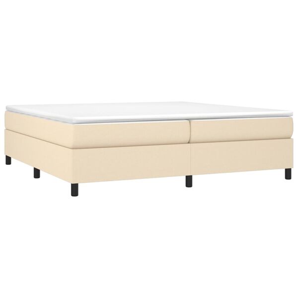 vidaXL Sommier &agrave; lattes de lit avec matelas Cr&egrave;me 200x200 cm Tissu