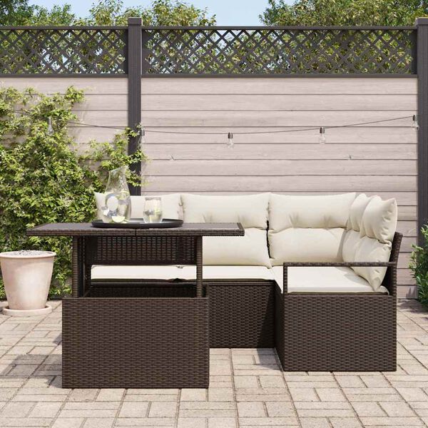 vidaXL Ensemble de canap&eacute; de jardin 5 pcs Marron Poly rotin