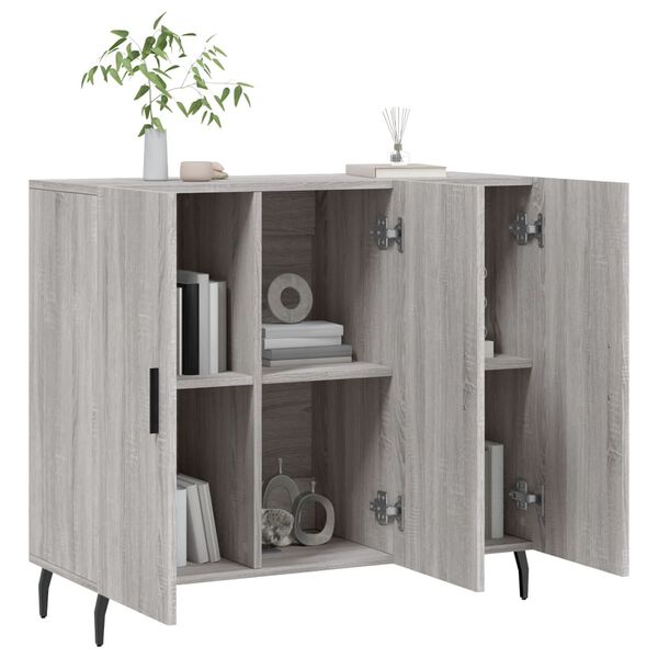 vidaXL Buffet sonoma gris 90x34x80 cm bois d'ing&eacute;nierie