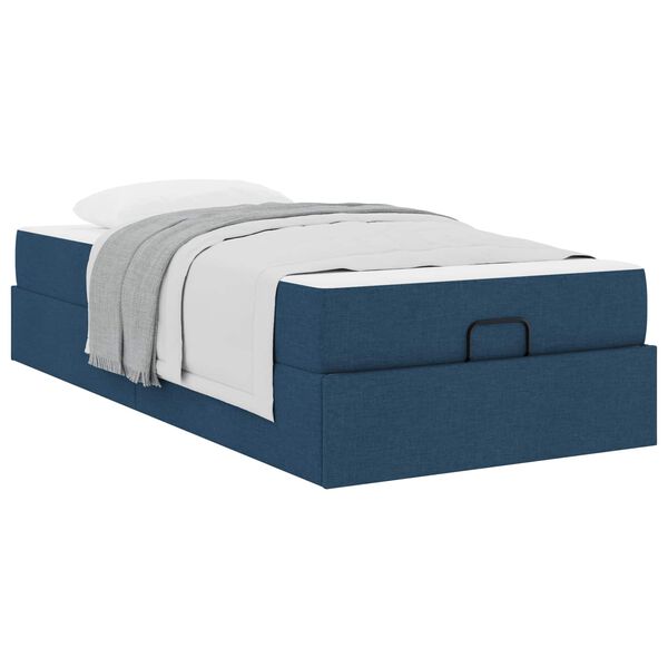 vidaXL Cadre de lit avec matelas avec matelas 2 pcs Bleu tissu