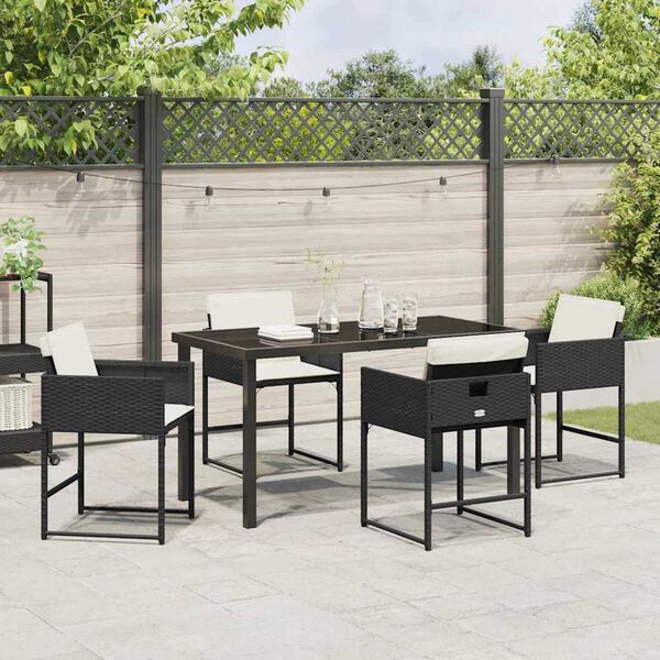 vidaXL Ensemble de salle &agrave; manger pour jardin 5 pcs Noir polyrotin