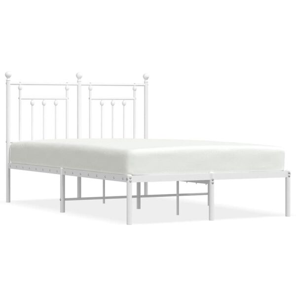 vidaXL Cadre de lit métal sans matelas et tête de lit blanc 120x200 cm