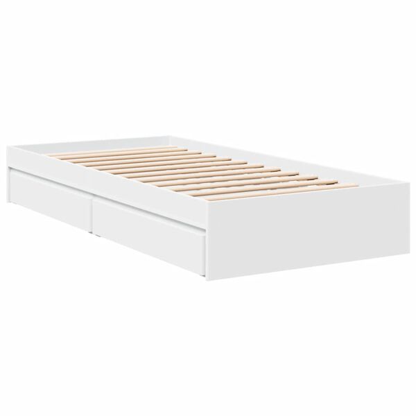 vidaXL Cadre de lit avec tiroirs sans matelas blanc 90x190 cm