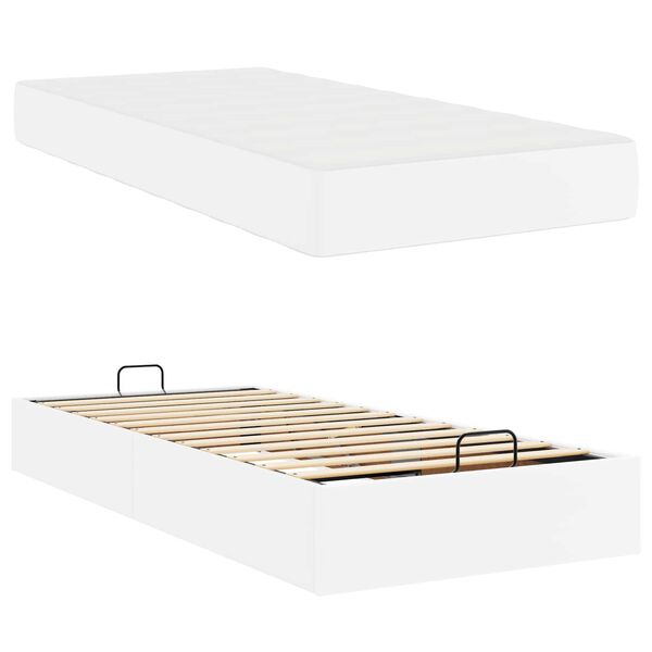 vidaXL Cadre de lit avec matelas avec matelas 2 pcs Blanc PVC