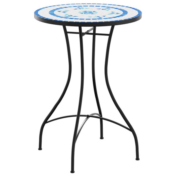 vidaXL Table de bistro mosa&iuml;que bleu et blanc &Oslash;50x70 cm c&eacute;ramique