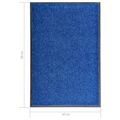 vidaXL Paillasson lavable Bleu 60x90 cm