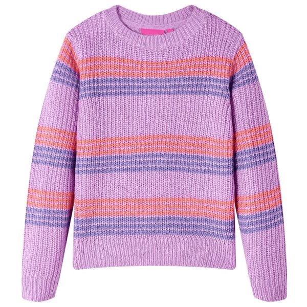 Pull-over rayé tricoté pour enfants lilas et rose 128
