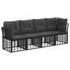 vidaXL Ensemble de canap&eacute;s d'ext&eacute;rieur 4 pcs Noir Polyester