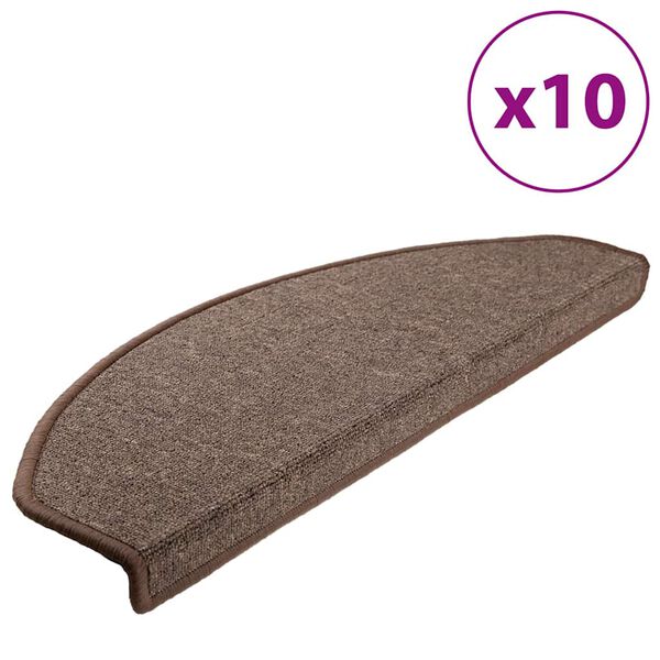 vidaXL Tapis d'escalier 10 pi&egrave;ces 65 x 24 x 4 cm Marron caf&eacute; Demi-rond Grand