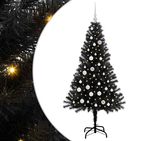 vidaXL Sapin de No&euml;l avec 150 LED avec support Noir 150 cm PVC