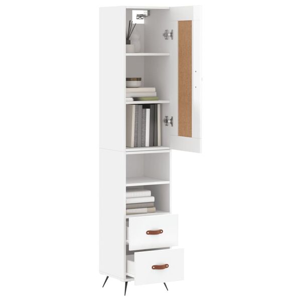 vidaXL Buffet haut Blanc brillant 34,5x34x180 cm Bois d'ing&eacute;nierie