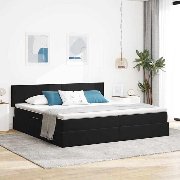 vidaXL Lit de Rangement avec matelas Noir 200 x 200 cm Velours
