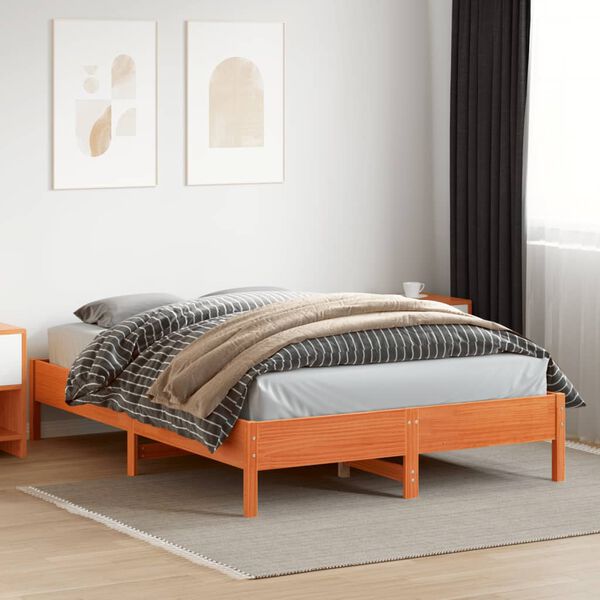 vidaXL Cadre de lit sans matelas cire marron 160x200cm bois pin massif