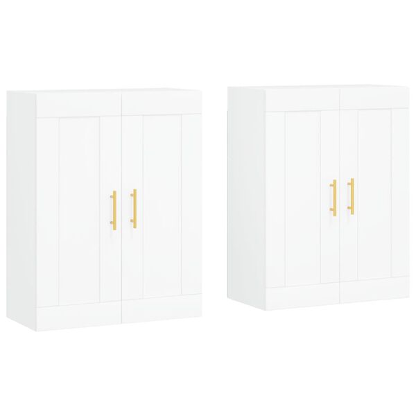vidaXL Armoires murales 2 pcs blanc bois d'ing&eacute;nierie