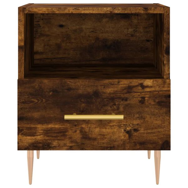 vidaXL Table de chevet ch&ecirc;ne fum&eacute; 40x35x47,5 cm bois d&rsquo;ing&eacute;nierie