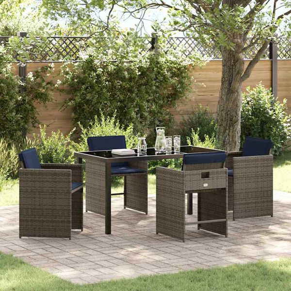 vidaXL Ensemble de salle &agrave; manger pour jardin 5 pcs Gris polyrotin