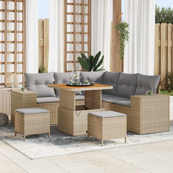 vidaXL Ensemble de canap&eacute; de jardin 8 pcs Beige et Gris clair