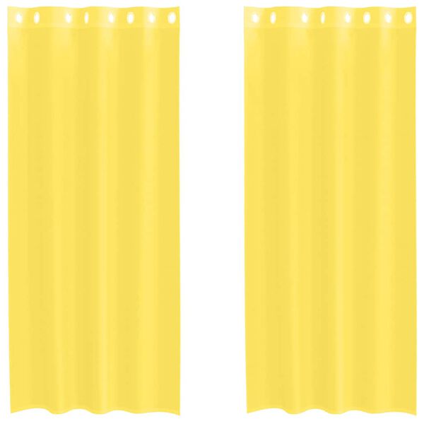 vidaXL Rideaux en voile avec œillets 2 pcs jaune