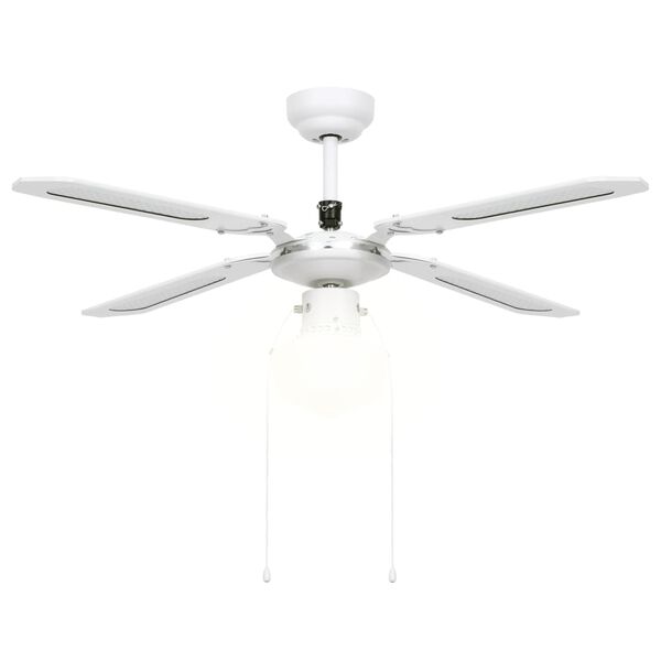 vidaXL Ventilateur de plafond avec lampe 106 cm Blanc