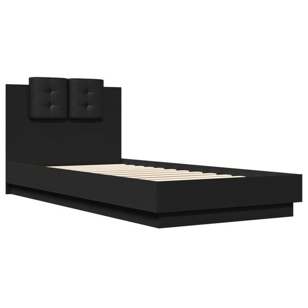vidaXL Cadre de lit avec LED sans matelas noir 90x200 cm