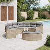 vidaXL Salon de jardin 3 pcs demi-rond beige résine tressée