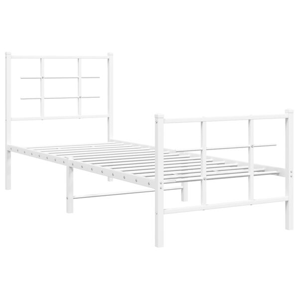 vidaXL Cadre de lit m&eacute;tal sans matelas avec pied de lit blanc 80x200cm