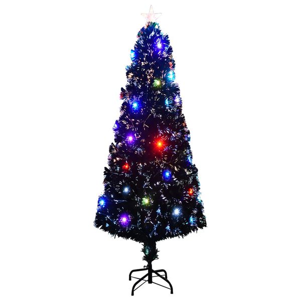 vidaXL Arbre de No&euml;l pr&eacute;-&eacute;clair&eacute; avec support et LED 240 cm fibre optique