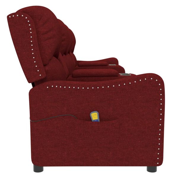 vidaXL Fauteuil de massage inclinable 4 places porte-gobelets bordeaux
