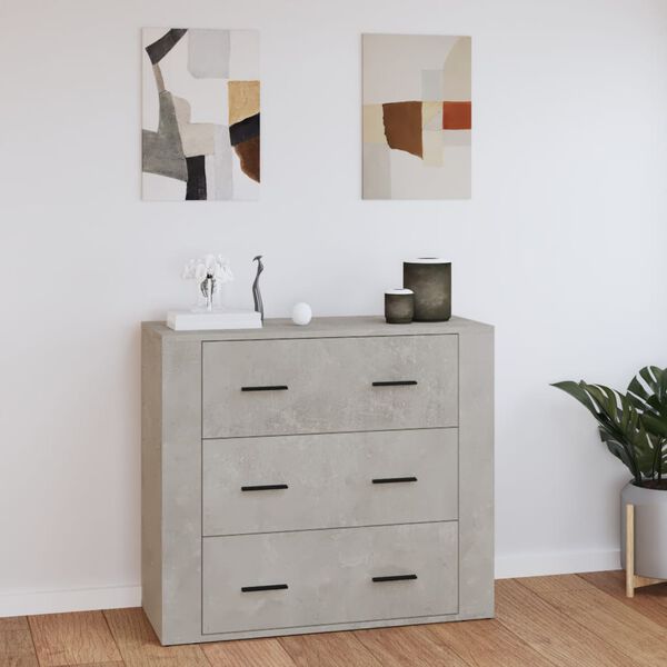 vidaXL Buffet Gris b&eacute;ton 80x33x70 cm Bois d'ing&eacute;nierie