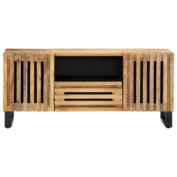 vidaXL Meuble TV 100x34x46 cm bois massif de manguier brut