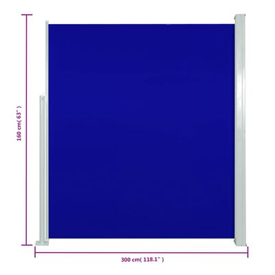 vidaXL Auvent latéral rétractable de patio 160x300 cm Bleu
