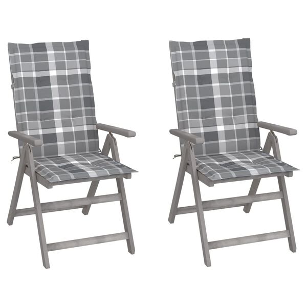 vidaXL Chaises inclinables de jardin lot de 2 et coussins Bois acacia