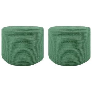 vidaXL Fil de coton 2 pc 2 mm 100 m Vert 100% Coton