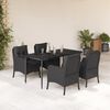 vidaXL Ensemble &agrave; manger de jardin coussins 5pcs Noir R&eacute;sine tress&eacute;e