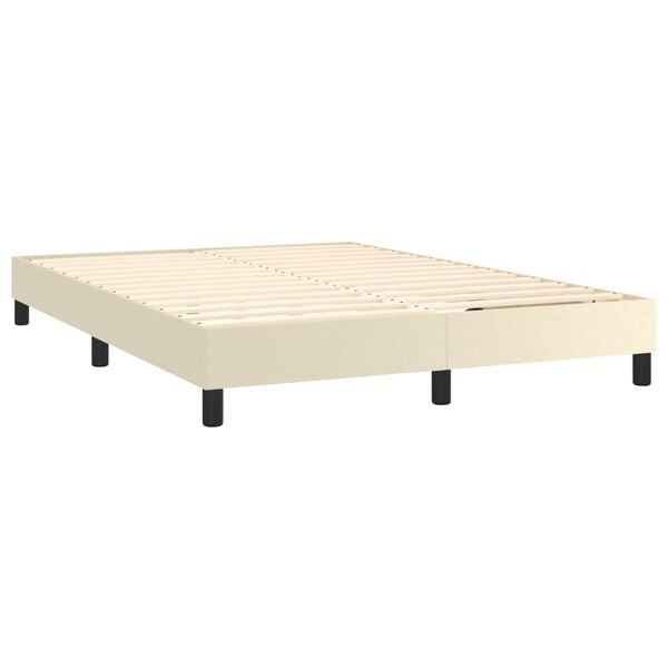 vidaXL Sommier &agrave; lattes de lit avec matelas Cr&egrave;me 140x200cm Similicuir