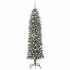 vidaXL Arbre de Noël artificiel slim avec 300 LED Vert et blanc 210 cm