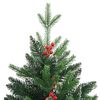 vidaXL Sapin de No&euml;l artificiel &agrave; charni&egrave;res avec baies rouges 150 cm