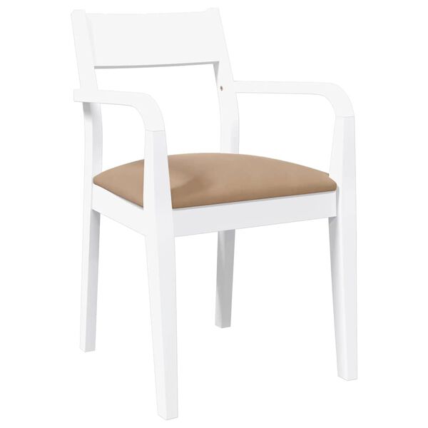 vidaXL Chaises à manger coussins 2 pcs blanc bois massif caoutchouc