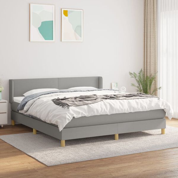 vidaXL Sommier &agrave; lattes de lit avec matelas Gris clair 160x200cm Tissu